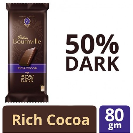 CADBURY BOURNVILLE RICH COCOA DARK CHOCOLATE BAR , 80 Gm